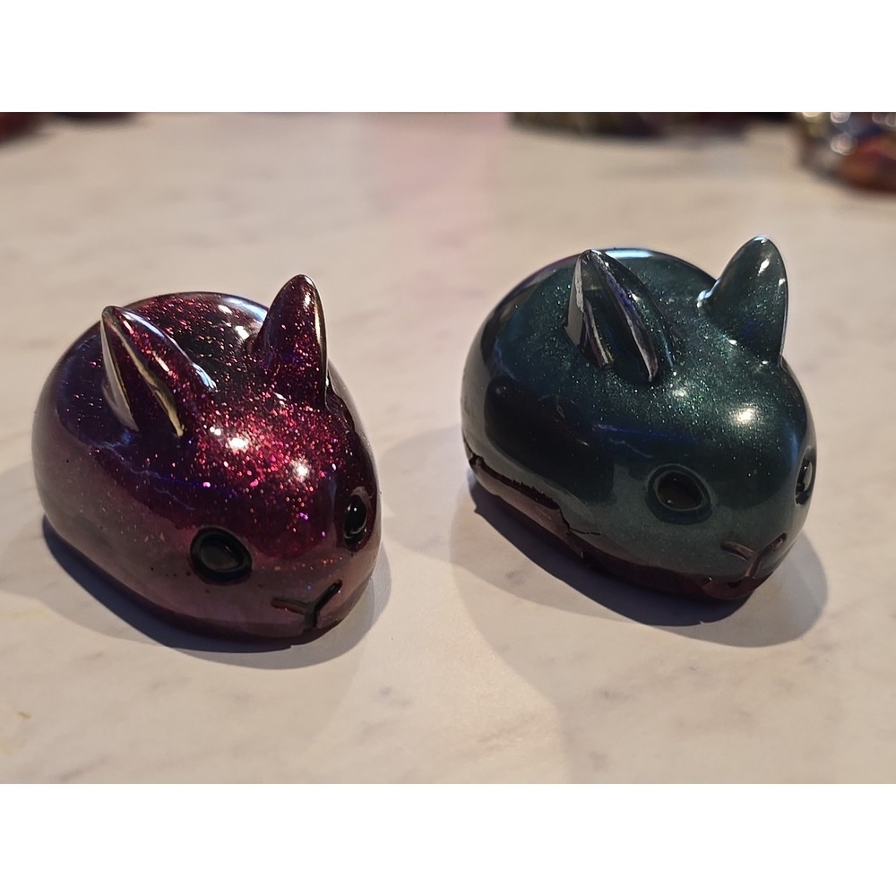 Handmade Resin Bunnies Decoration Gift Purple Green 647